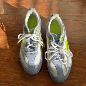 New Balance 550 WL550LB Retro Running Shoes Sneakers Grey/Neon/Blue Womens Sz 7